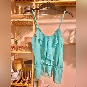 Aqua Ruffle Top